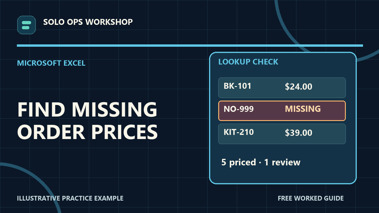 Thumbnail for Find Missing Order Prices with Excel XLOOKUP