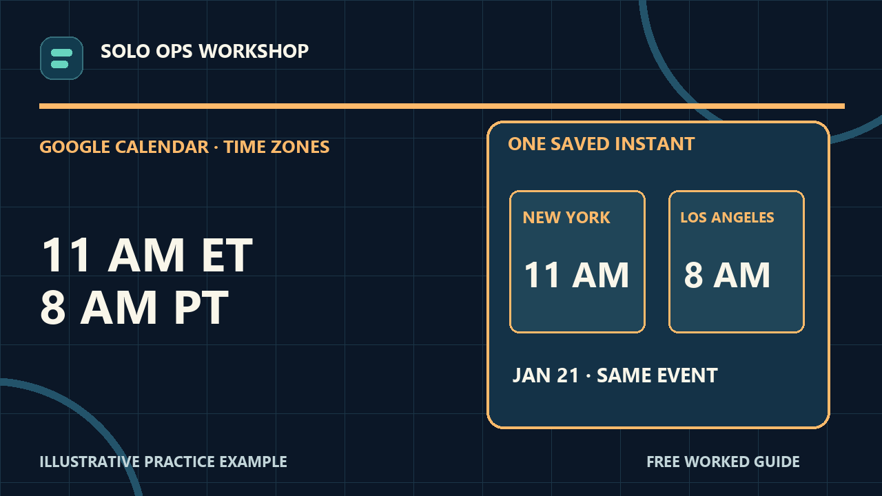 Thumbnail for Schedule a Google Calendar Event Across Time Zones and Verify the Time