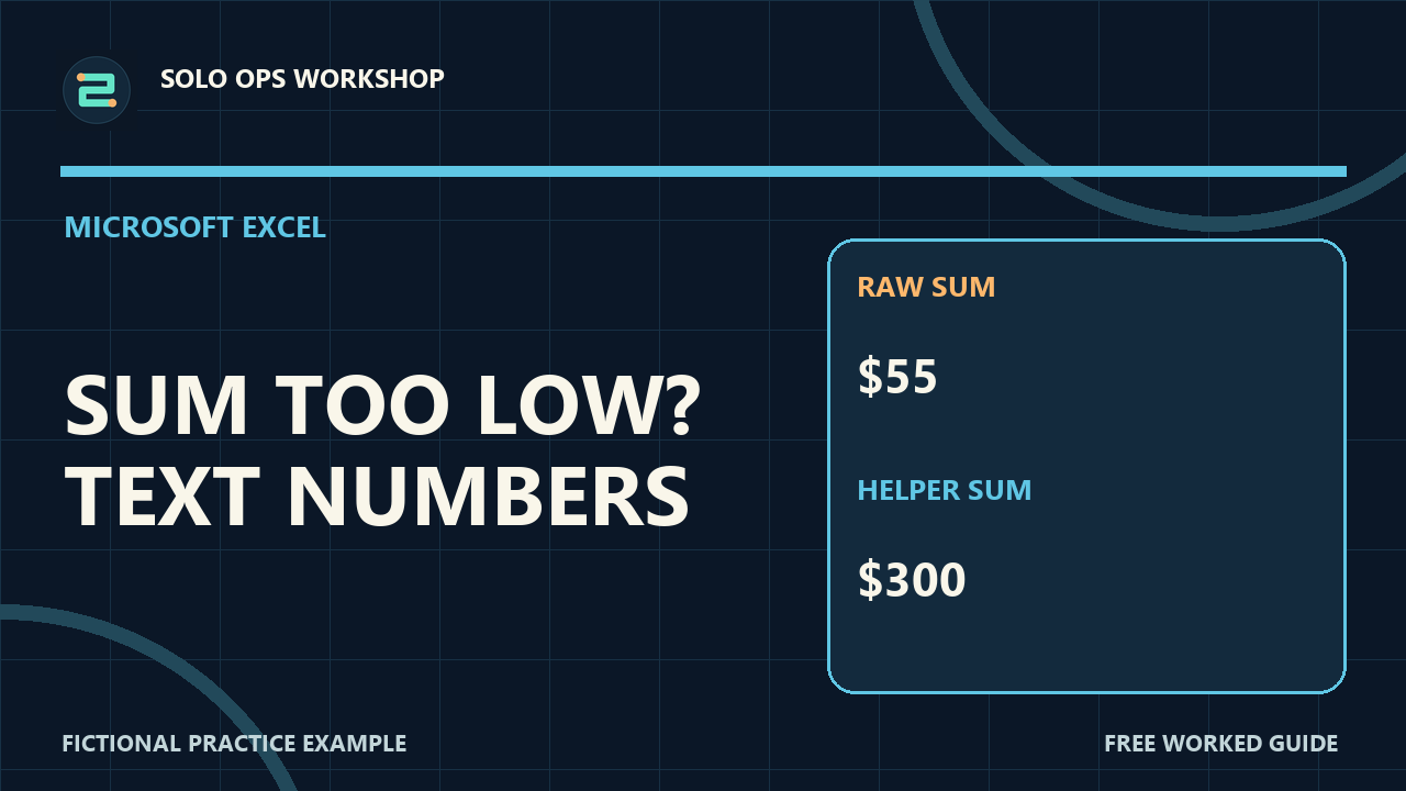 Thumbnail for Excel SUM Skips Numbers Stored as Text: Fix the Total