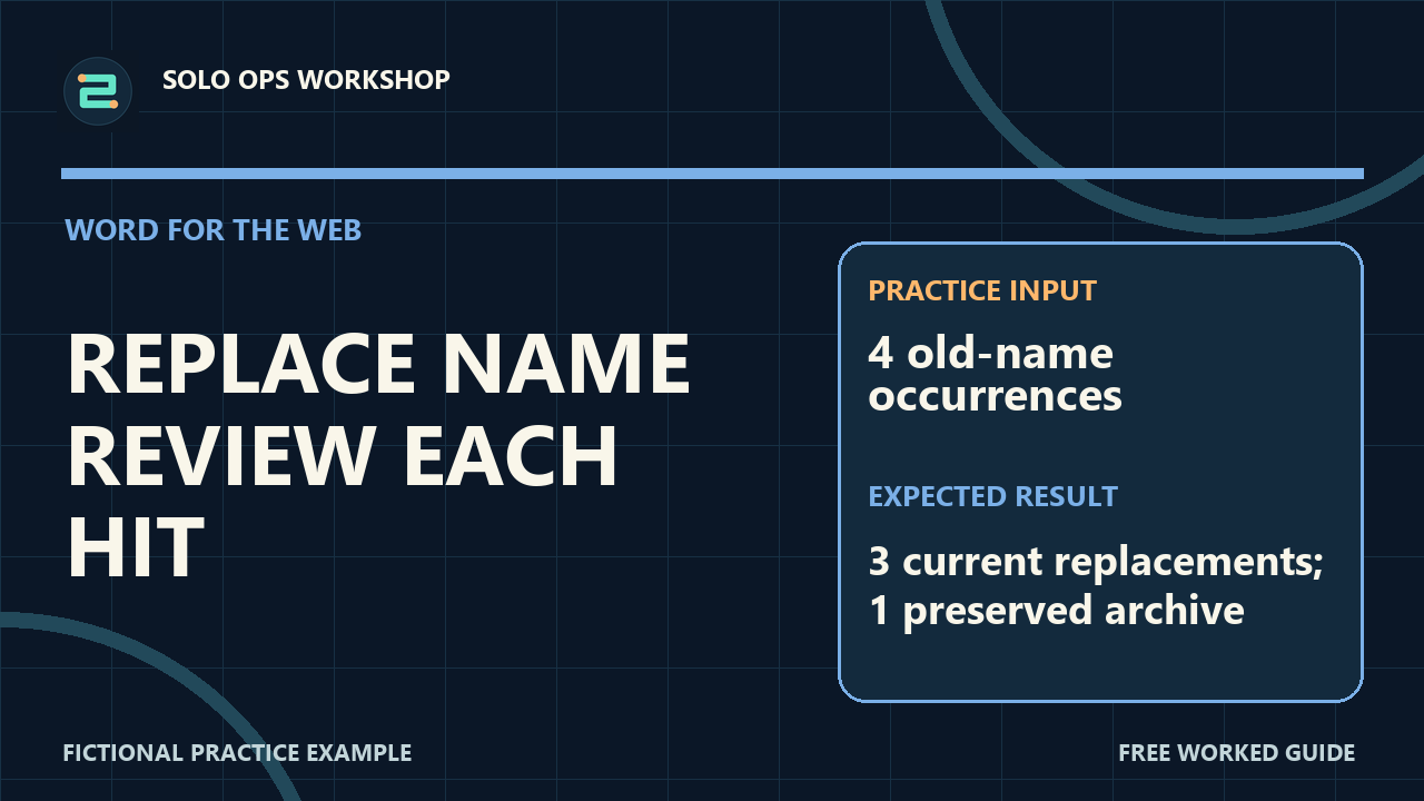 Thumbnail for Replace a Company Name in Word Without Changing an Archive Reference